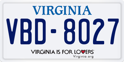 VA license plate VBD8027