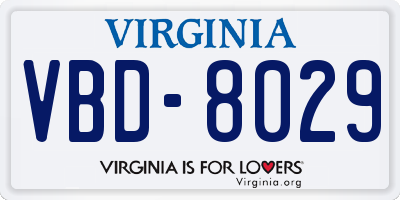 VA license plate VBD8029