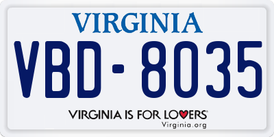 VA license plate VBD8035