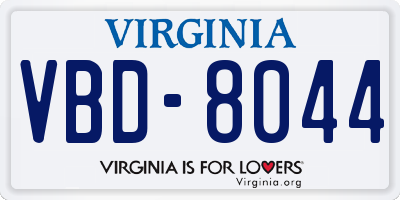 VA license plate VBD8044