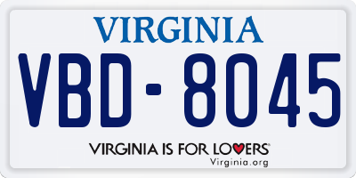 VA license plate VBD8045