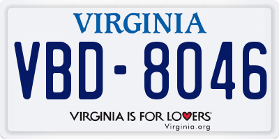 VA license plate VBD8046