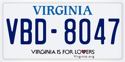 VA license plate VBD8047