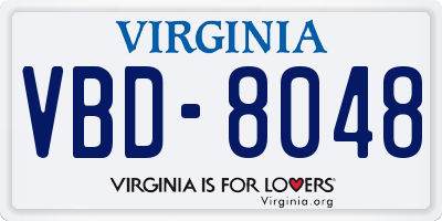 VA license plate VBD8048
