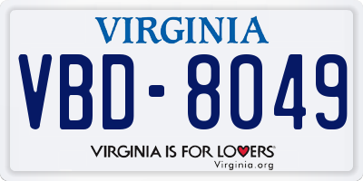 VA license plate VBD8049