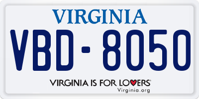 VA license plate VBD8050