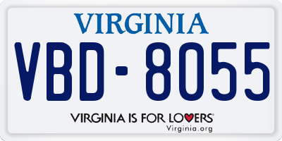 VA license plate VBD8055