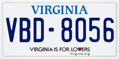 VA license plate VBD8056