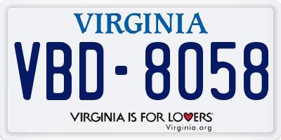 VA license plate VBD8058