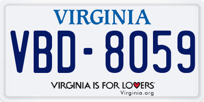 VA license plate VBD8059
