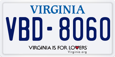 VA license plate VBD8060