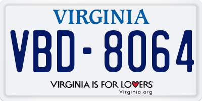 VA license plate VBD8064