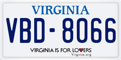 VA license plate VBD8066