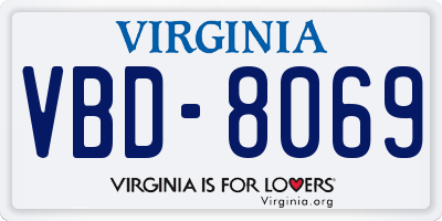 VA license plate VBD8069