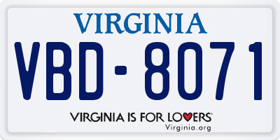 VA license plate VBD8071