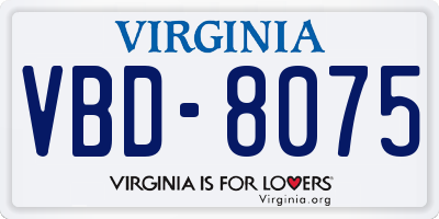 VA license plate VBD8075