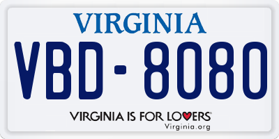 VA license plate VBD8080