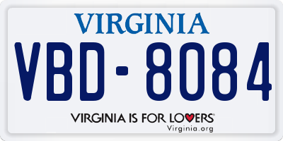 VA license plate VBD8084