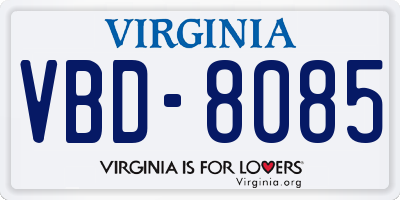 VA license plate VBD8085