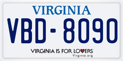 VA license plate VBD8090