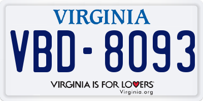 VA license plate VBD8093