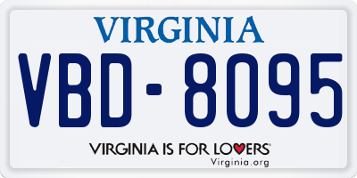 VA license plate VBD8095