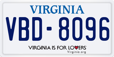 VA license plate VBD8096