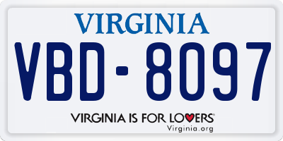 VA license plate VBD8097