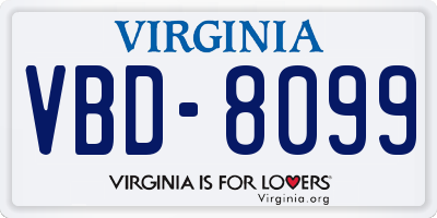 VA license plate VBD8099