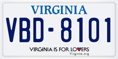 VA license plate VBD8101