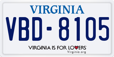 VA license plate VBD8105