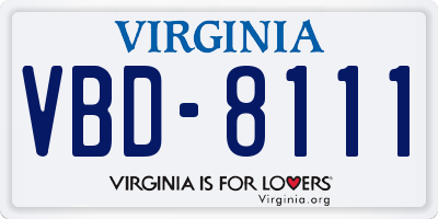 VA license plate VBD8111