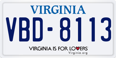 VA license plate VBD8113