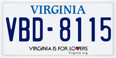 VA license plate VBD8115