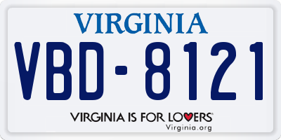 VA license plate VBD8121