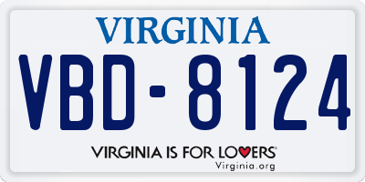 VA license plate VBD8124