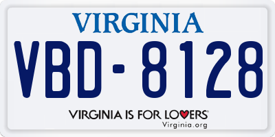 VA license plate VBD8128