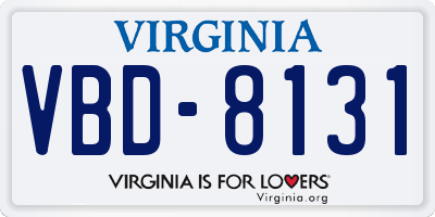 VA license plate VBD8131