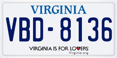 VA license plate VBD8136