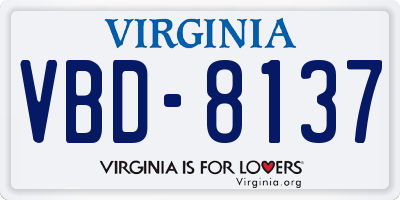 VA license plate VBD8137