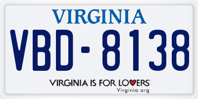 VA license plate VBD8138