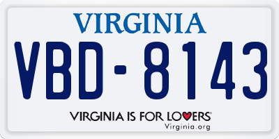 VA license plate VBD8143