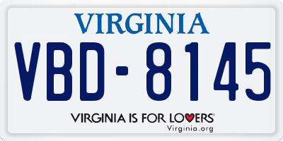 VA license plate VBD8145