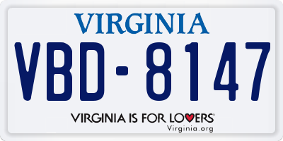 VA license plate VBD8147