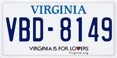 VA license plate VBD8149