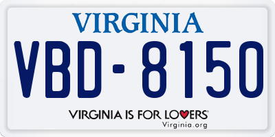 VA license plate VBD8150