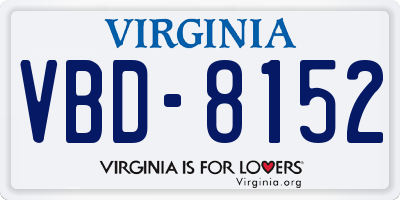 VA license plate VBD8152