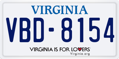 VA license plate VBD8154