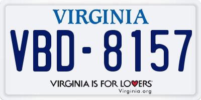 VA license plate VBD8157