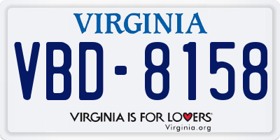 VA license plate VBD8158